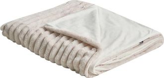 Beliani Colcha Decorativa De Tela Suave Dormitorio 200 X 220 Cm Beige Rakya