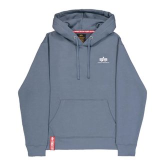 Alpha Industries Stijlvolle Small Logo Hoodie - Heren - Hoodies - Blauw - L - Katoen - Hoodies & sweatvesten