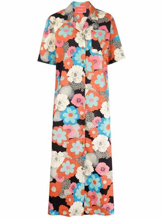 La DoubleJ Bowling floral shirtdress - women - Cotton/Recycled Paper - L - Orange