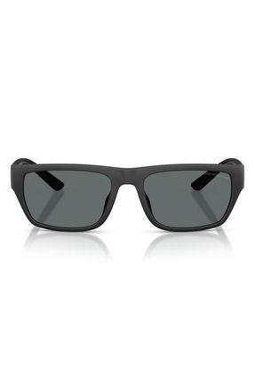 Emporio Armani 57mm Polarized Pillow Sunglasses in Matte Black/dark Grey at Nordstrom