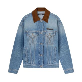 Versace Denim Shirts, female, Blue, Size: L Denim Shirts