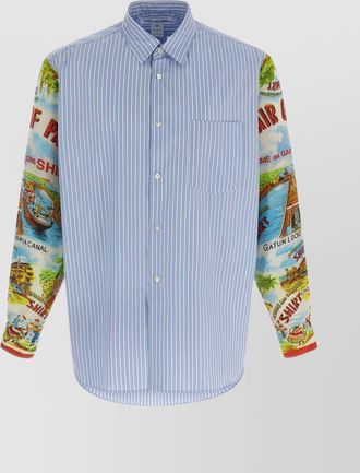Comme Des Garçons striped shirt featuring graphic sleeves