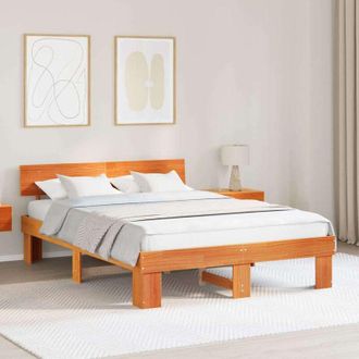 vidaXL Vidaxl - Estructura De Cama Con Cabecera Marr&oacute;n Cera 140 X 200 Cm