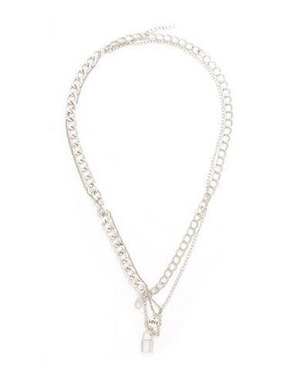 8 by YOOX MULTIPLE CHAINS & PADLOCK PENDANT SET