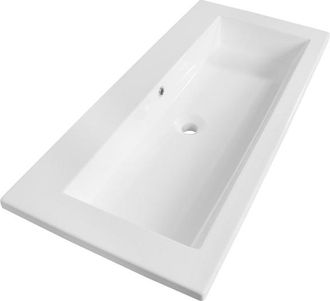 Marcel Breuer Solar Slim wastafel 100x46x2.5cm - 1 wasbak - 0 kraangaten - mineraalmarmer - zijdeglans wit