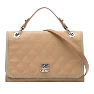 Chanel Pre-owned Quilted Satchel - Dames - Pre-owned - Beige - Maat: ONE Size Leer