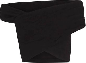 Cortana Womens Candy Linen Crop Top In Black