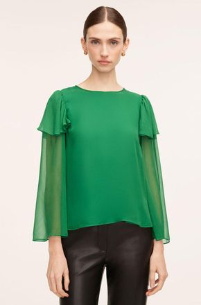 Rebecca Taylor Ruffle Silk Chiffon Blouse
