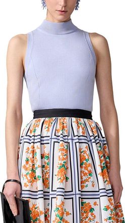 Carolina Herrera Mock Neck Silk-Blend Top