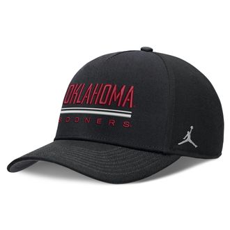 Nike Mens Oklahoma Sideline Practice Rise Jordan Brand Dri-FIT College Adjustable Hat in Black | JC0600AOKN-RKB