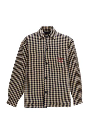 Dr&ocirc;le de Monsieur Padded Checked Overshirt with Engraved Button Closure