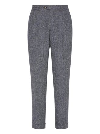 Brunello Cucinelli Plooibroek met toelopende pijpen - Grijs