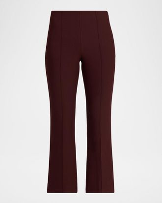 Vince Cropped Flare-Leg Pintuck Pants