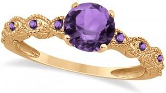 Allurez Vintage Style Amethyst Engagement Ring in 14k Rose Gold (1.18ct)