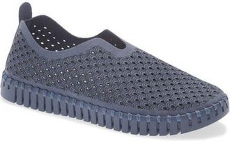 Ilse Jacobsen Tulipu Perforated Slip-On Sneaker in Grey Blue at Nordstrom, Size 40
