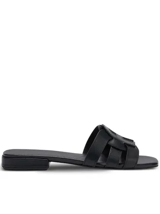Furla Summer Sandalo Flat Black Leather Cut-out Sandals