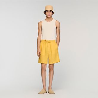 Sandro Elastic waist linen shorts