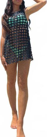 Lusana Emerson Mini Crochet Dress In Navy