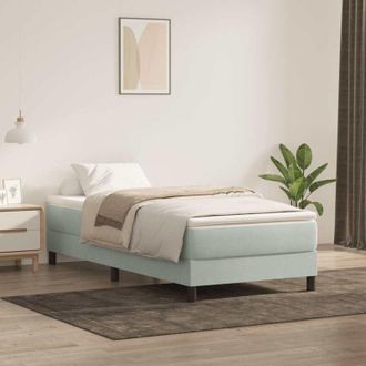 vidaXL Cama Box Spring Con Colch&oacute;n Terciopelo Gris Claro 90x210 Cm Vidaxl