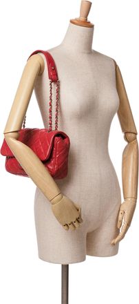 Chanel Pre-owned Womens Mini Flap Bag Perforated Quilted Leather - Red - One Size