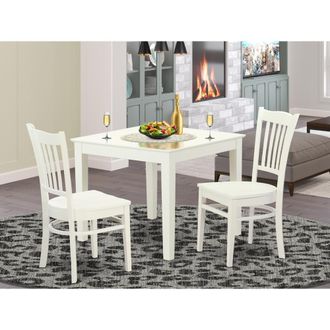 East West Furniture 3 Pcbreakfast nook Table and 2 Wood Dining room chair in Linen White