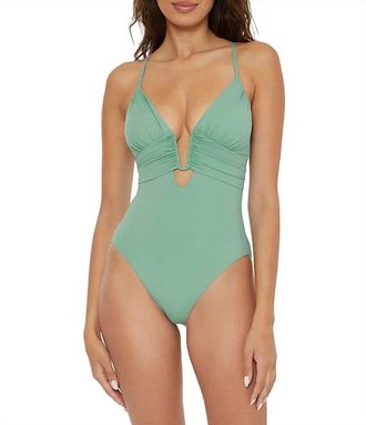 BECCA by Rebecca Virtue Color Code Solid Plunge V-Wire One Piece In Green