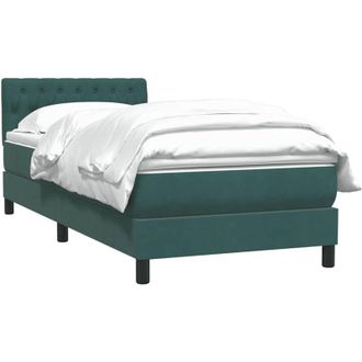 vidaXL Cama Box Spring Con Colch&oacute;n Terciopelo Verde Oscuro 80x220 Cm Vidaxl