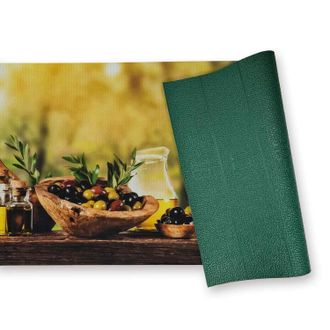 WohnDirect Wohndirect Alfombra Moderna Para Cocina Oliven - 1 Unidad 50x1000 Cm, Verde