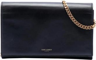 Saint Laurent Pre-owned Wallet on Chain - Dames - Vintage Accessoires - Zwart - ONE Size - Leer - Vintage
