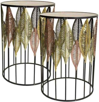 Wanderlust Deco Set 2 Mesas Auxiliares De Metal Doradas