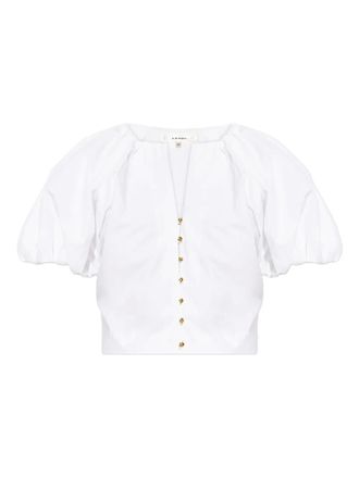 Frame Denim puff-sleeve buttoned top - Wit