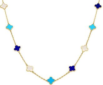 Italian Gold, Inc 14K Mother Of Pearl, Turquoise Lapis Station Necklace