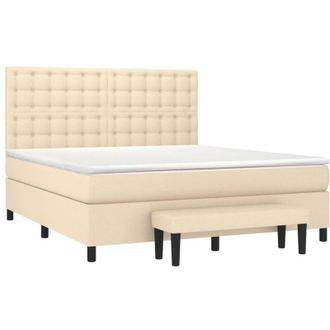 vidaXL Vidaxl - Cama Box Spring Con Colch&oacute;n Tela Color Crema 180x200 Cm