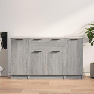 vidaXL Vidaxl - Aparadores 3 Piezas Madera Contrachapada Gris Sonoma