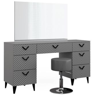 Vicco Tocador Anett, Gris, 150 Cm Con Taburete Vicco