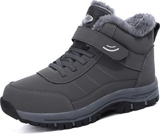 Generic Mens And Womens Ankle Boots Waterproof Snow Shoes With Fur Lining Outdoor Walking Shoes For Hiking Winter Sneakers(Gray,6.5 UK)