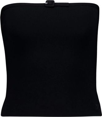 Courr&egrave;ges Buckle Knit Bustier Top - Dames - Tops zonder mouwen - Zwart - S - Polyester - Tops