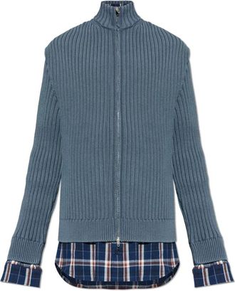 Balenciaga Stand-Up Collar Cardigan - Heren - Vesten - Grijs - M - Katoen - Truien & Vesten