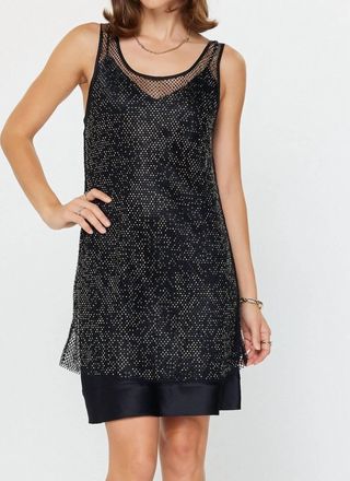 Madison New York Womens Rhinestone Mesh Dress In Black
