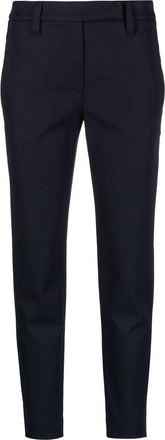 Brunello Cucinelli cropped stretch-cotton tailored trousers - women - Cotton/Elastane/Polyester/Acetate/Cupro - 42 - Blue