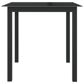 Berkfield Home Garden Table Black 80x80x74 cm Aluminium & Glass | Size: 80 x 80 x 74 cm