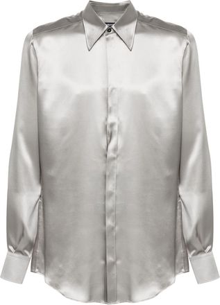 Dolce & Gabbana satin-weave silk shirt - men - Silk - 44 - Grey