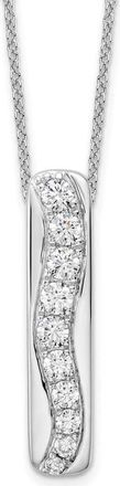 Diamond2Deal 14k Gold 3/4 Ct Lab Grown Diamond Vertical Bar Slide Pendant Necklace 18