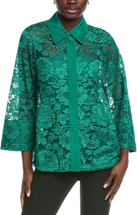Akris Gina Lace Silk-Trim Shirt