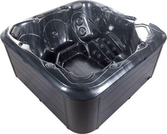 Beliani Ba&ntilde;era De Hidromasaje Led De Acr&iacute;lico Aluminio Gris 210 X 210 Cm Jets Calefacci&oacute;n Exterior Tularosa