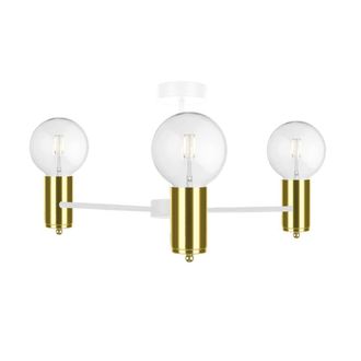 Netlighting Arde Multi Arm Semi Flush Ceiling Light White Gold 60cm 3x E27