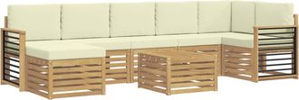 vidaXL Conjunto De Sof&aacute;s De Exterior 8 Uds. Blanco Y Crema Poli&eacute;ster Vidaxl