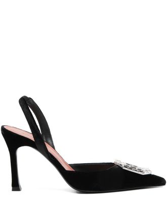 Amina Muaddi Camelia Velvet Slingback Pumps-Donna