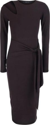 Federica Tosi Jurk met strikceintuur en uitsnijdingen - Dames - Casual kleedjes - Bruin - XS - Kleedjes