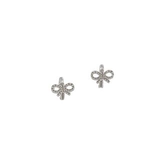 Self Portrait Small Hoop Earrings with Bow Pendant - Dames - Oorbellen - Grijs - ONE Size - Accessoires